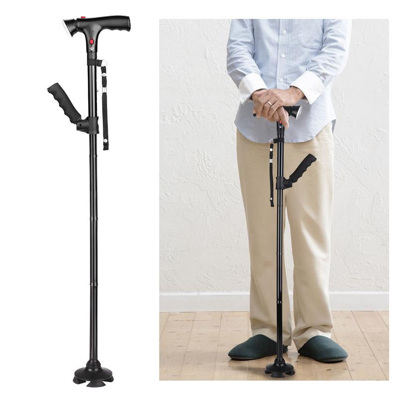 Collapsible Telescopic Folding Cane LED Lightweight Walking Trusty Sticks